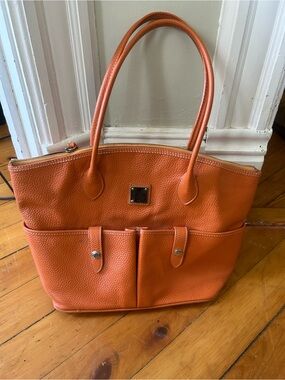 Dooney & Bourke Clementine Orange Leather Crescent Tote Bag